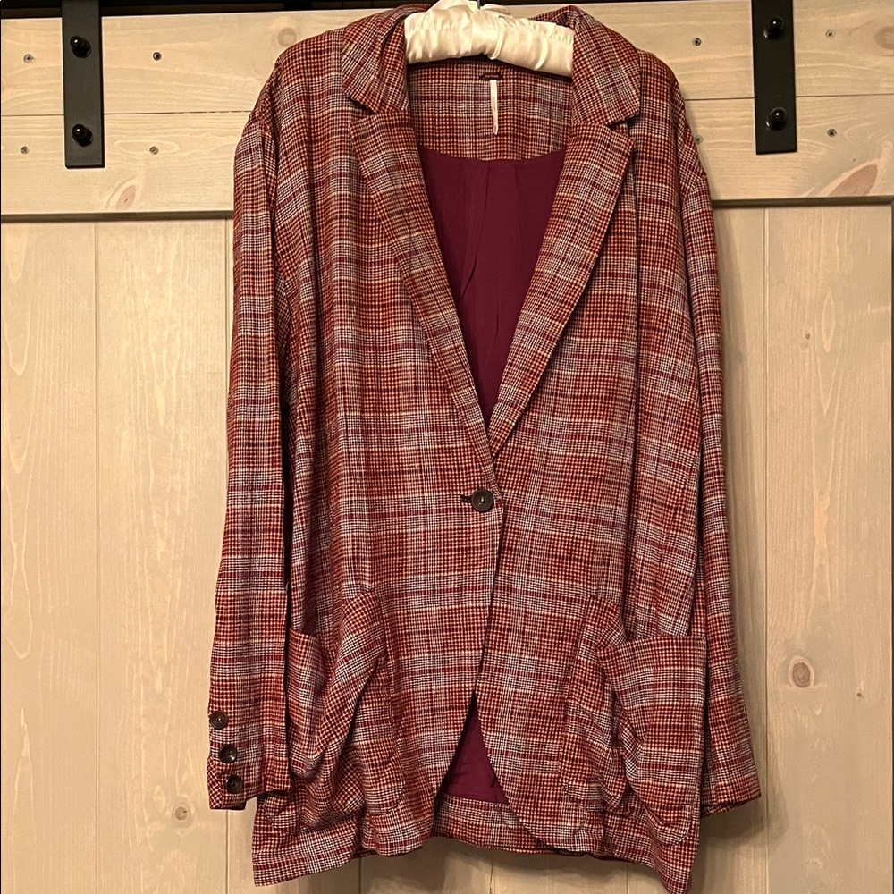 Free People Oversized Plaid Blazer